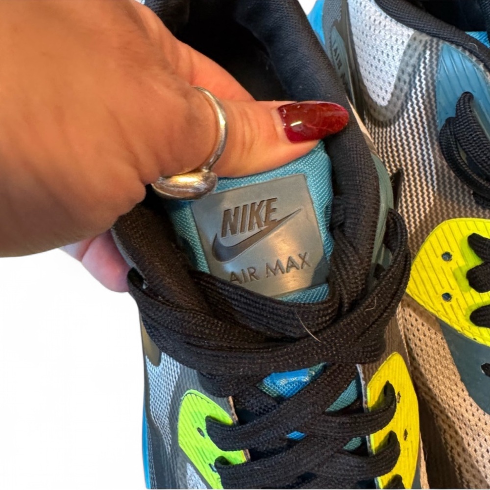 Nike Air Max Lunar 90 running shoes - Black and Neon Green & blue rare - Picture 7 of 12